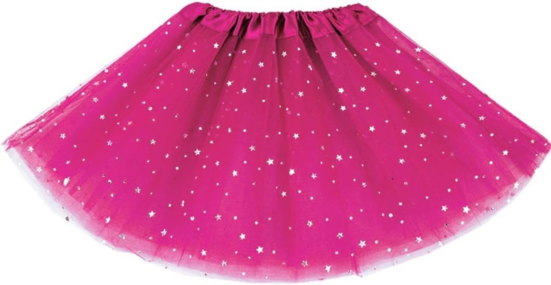 WINROLA Little Girls Stars Sequins Tutu Skirt Princess Ballet Dance Dress for 0-6 Y Sparkle Elastic 3 Layered Tulle Tutu Skirt - Image 1